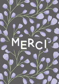 Merci floral sur fond gris élégant